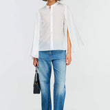 Camisa branca em musselina Semicouture com mangas abertas