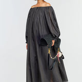 Vestido de musselina em preto semicouture