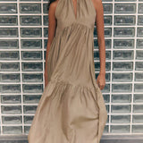 Vestido comprido de musselina SEMICOUTURE kaki