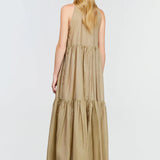 Vestido comprido de musselina SEMICOUTURE kaki