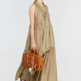 Vestido comprido de musselina SEMICOUTURE kaki
