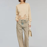 Camisola bege de malha SEMICOUTURE com renda
