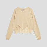 Camisola bege de malha SEMICOUTURE com renda