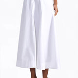 Saia Midi Anya em Popeline Branca | Liviana Conti