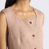 Colete Bobby em Linho Rosa | Liviana Conti