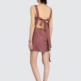 Vestido Curto Valerie Rosa Velho com Laço | Semicouture