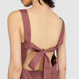 Vestido Curto Valerie Rosa Velho com Laço | Semicouture