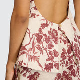 Top Lareyna Cru com Flores Rosa Velho | Semicouture