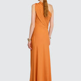 Vestido Midi Clara Laranja em Crepe | Semicouture