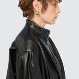 Jaqueta de Ecopele em Preto Oversized | Semicouture