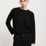 Camisola Preta Oversized com Decote Redondo | OTTOD'AME