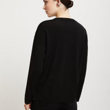 Camisola Preta Oversized com Decote Redondo | OTTOD'AME