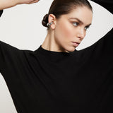 Camisola Preta Oversized com Decote Redondo | OTTOD'AME