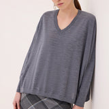 Camisola Cinzenta Oversized com Decote em V | OTTOD'AME