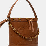 Mala bucket bag LIU JO em camel com logotipo em relevo