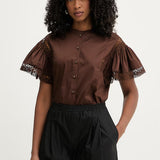 Blusa em Popelina com Renda nas Mangas | TWINSET