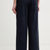 Calça Palazzo Azul com Bordados | TWINSET