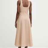 Vestido Midi em Linho Bege | TWINSET