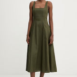 Vestido Midi em Linho Verde | TWINSET