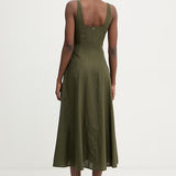 Vestido Midi em Linho Verde | TWINSET