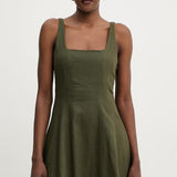 Vestido Midi em Linho Verde | TWINSET