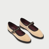 Alpargatas Mary Jane Teodora en terciopelo crema y negro