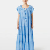 Vestido comprido Scotch & Soda de bordado inglês azul