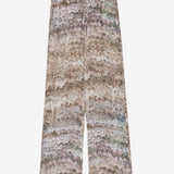 Calças Palazzo Menta em Cetim com Padrão Jacquard | OTTOD'AME