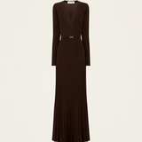Vestido Midi de Malha Castanho com Pormenor Dourado | TWINSET