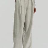 Calça Pantalona em Lã Cinza Juana | SEMICOUTURE