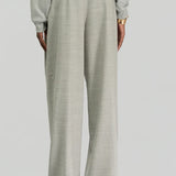 Calça Pantalona em Lã Cinza Juana | SEMICOUTURE
