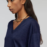 Camisola em lã Azul Marinho Corinna | SEMICOUTURE