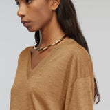 Camisola em lã Camel Corinna | SEMICOUTURE