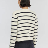 Cardigan em Malha de Alpaca com Riscas Azuis Lea | SEMICOUTURE