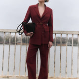 Blazer Estruturado Vermelho com Cinto Gianna | SEMICOUTURE