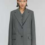 Blazer Oversize em Lã Cinza Isabella | SEMICOUTURE