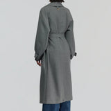 Trench Coat midi em Lã Cinza Beatrix | SEMICOUTURE