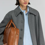 Trench Coat midi em Lã Cinza Beatrix | SEMICOUTURE