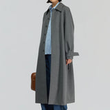 Trench Coat midi em Lã Cinza Beatrix | SEMICOUTURE