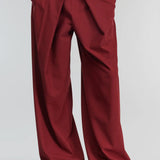 Calça em Lã Bordeaux com Pinças Frontais Vivienne | SEMICOUTURE