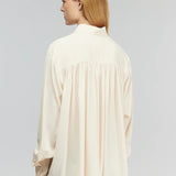 Camisa em Crepe de Chine Bege com Painel em Popelina Branco Krizia | SEMICOUTURE