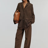 Blazer em Camurça Castanho Flora | Semicouture