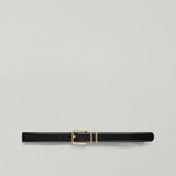 Cinto em Pele Preto com Fivela Dourada Allen | SEMICOUTURE