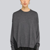 Camisola Glory Antracite em Lã com Georgette Plissado | SEMICOUTURE