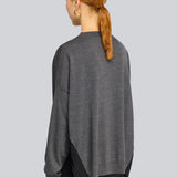 Camisola Glory Antracite em Lã com Georgette Plissado | SEMICOUTURE