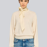 Camisola Kathi Ecru em Lã com Lenço Enversatin | SEMICOUTURE