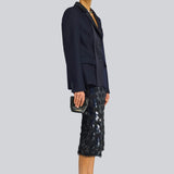 Blazer Chalice Azul-Noite em Flanela com Lapela em Cetim | SEMICOUTURE