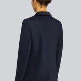 Blazer Chalice Azul-Noite em Flanela com Lapela em Cetim | SEMICOUTURE
