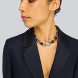 Blazer Chalice Azul-Noite em Flanela com Lapela em Cetim | SEMICOUTURE