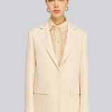 Blazer Ebony Ecru em Flanela de Lã | SEMICOUTURE